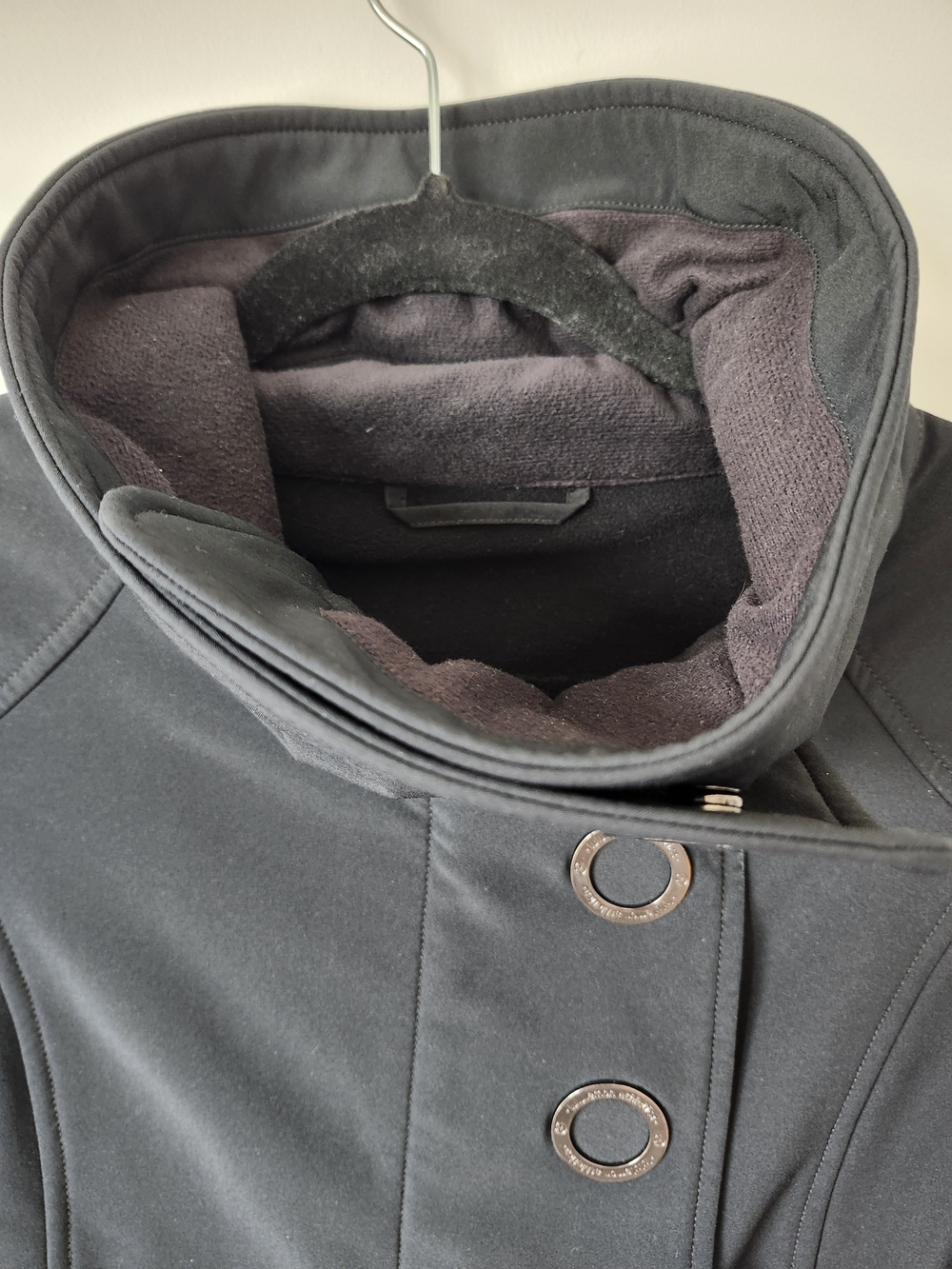 Lululemon Black Audrey Soft Shell Long Jacket Zipper & Snaps Pocket - Picture 10 of 15